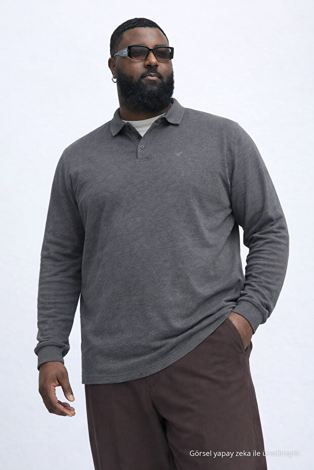 Men's Trend Large Size Smoked Polo Collar T-Shirt