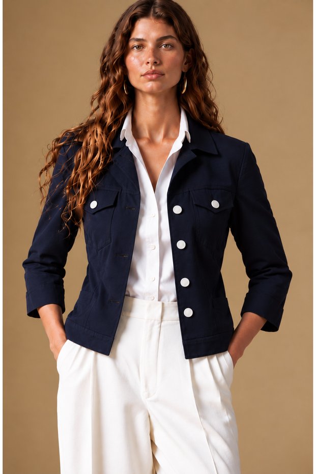 Button Detailed Lycra Women's Jacket