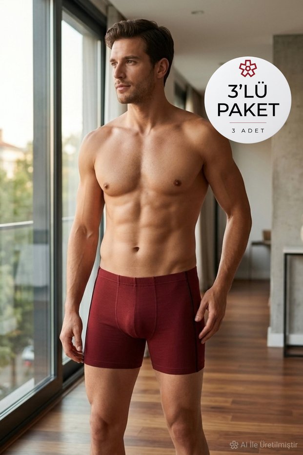 Modal Men's Boxer Briefs Burgundy 3-Pack