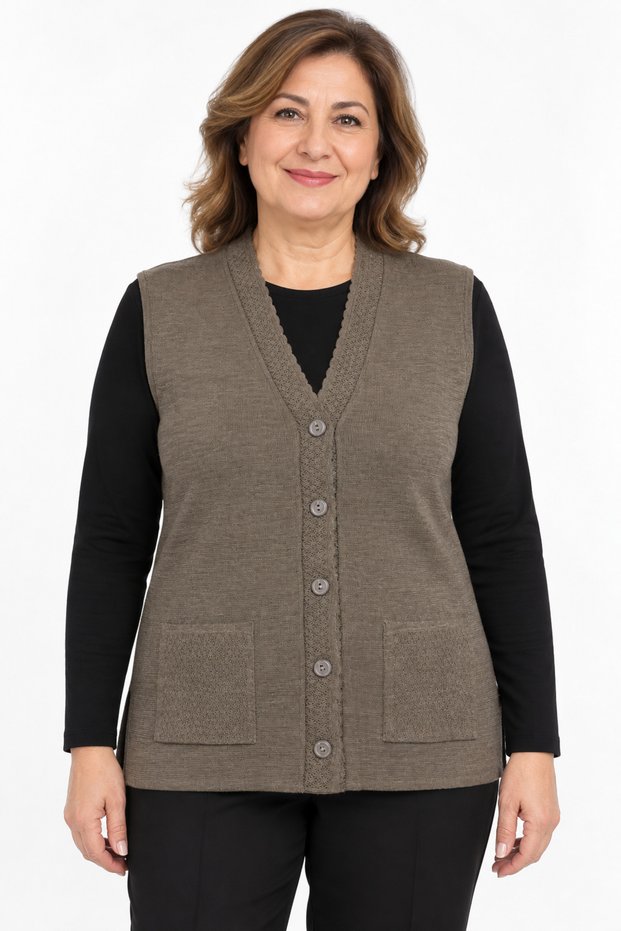 Women's Middle Age and Above Steel Knit Mother's Knitwear Vest 1150