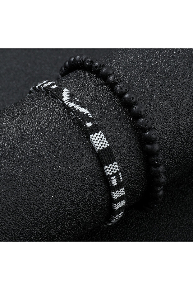 black 18-30cm 056 2 Bohemian Surfer Hand-Woven Summer Beach Bracelet Set, Adjustable Waterproof Holi