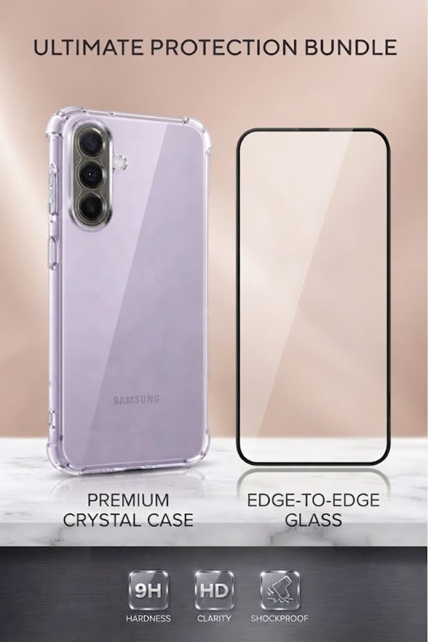 Shockproof 5D Transparent Case + Screen Protector for Samsung A36