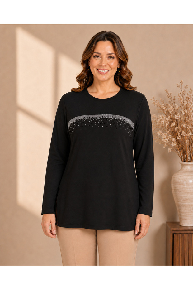 Elegant Women's Silvery V-Neck Plus Size Sweat Blouse