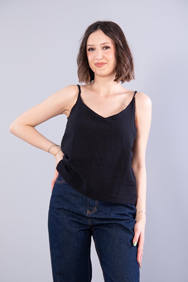 6650 (n-2284) muslin blouse with rope strap