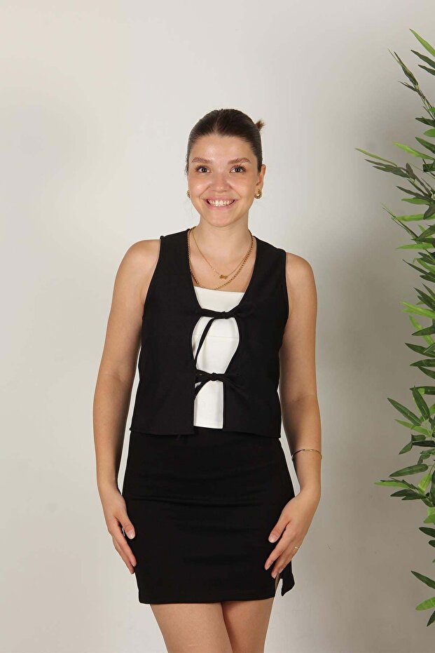 6514 (n-2126) tie-up ottoman short vest