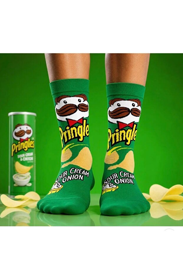 Pringles Patterned Unisex Cotton College Socks