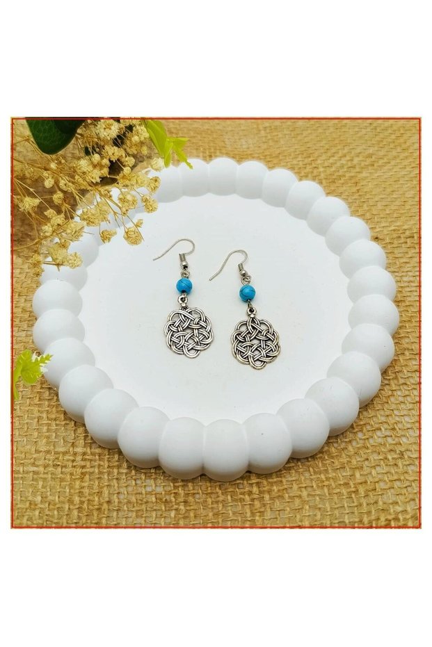 Love Drop & Turquoise Natural Stone Women Earrings