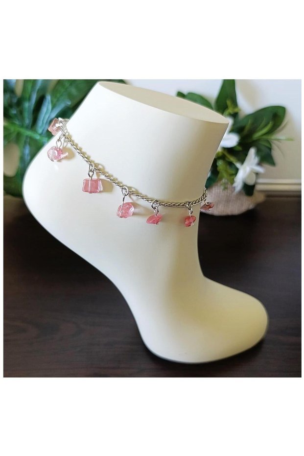 Rose Quartz Natural Stone Women's Anklet