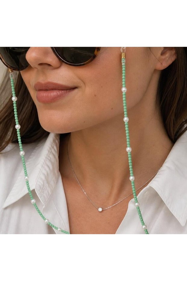 Green Color Beads - Pearl Women's Glasses Chain