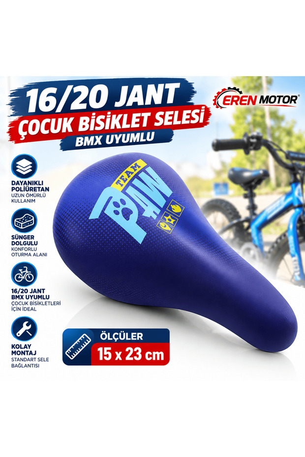 Children's Bicycle Saddle 16-20 Inch Wheels - Bmx Compatible, Polyurethane, Blue Sponge Saddle