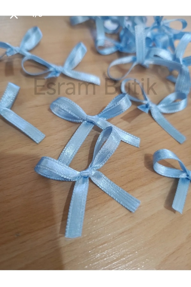 Baby Blue Bow Ornament 6 mm Ribbon 50 Pieces
