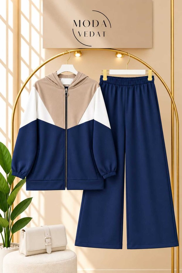 Women's Hooded Zippered Pants Set -0700