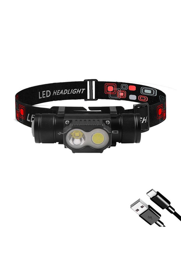 NO Battery Type-C White Red LED headlamp Fishing 18650 headlight Torch Hunting head lamp Camping Hea