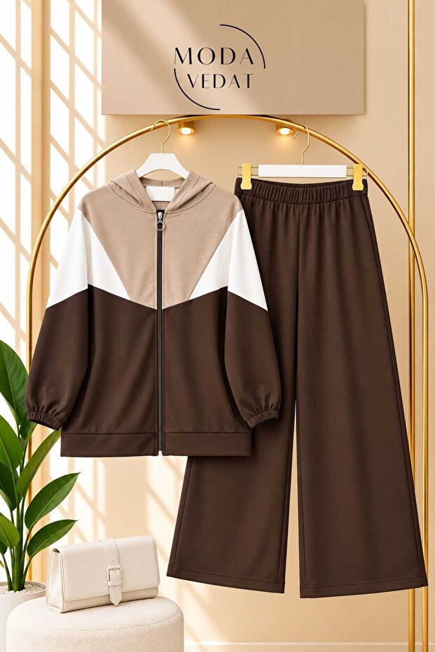 Women's Hooded Zippered Pants Set -0700