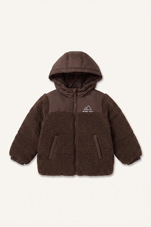 Windproof Hooded Plush Coat for Baby Boy (26 Wn)