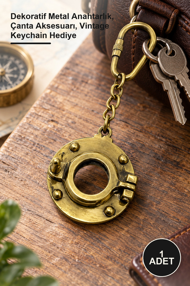 1 Piece Brass Bell Design Keychain – Decorative Metal Keychain, Bag Accessory, Vintage Keychain Gift
