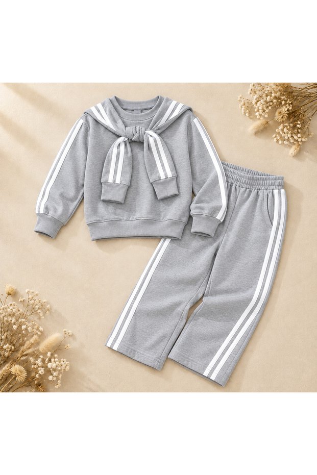 Girls' Set Striped Bottom and Top Set 3*12 Years Old Striped A++