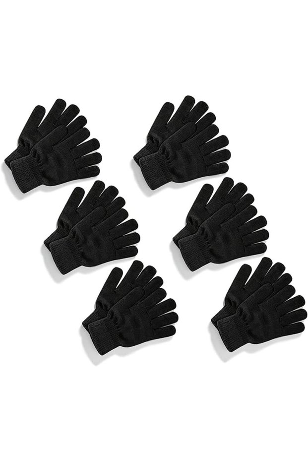 Black Knit Touchscreen Gloves Warm Soft Full Finger