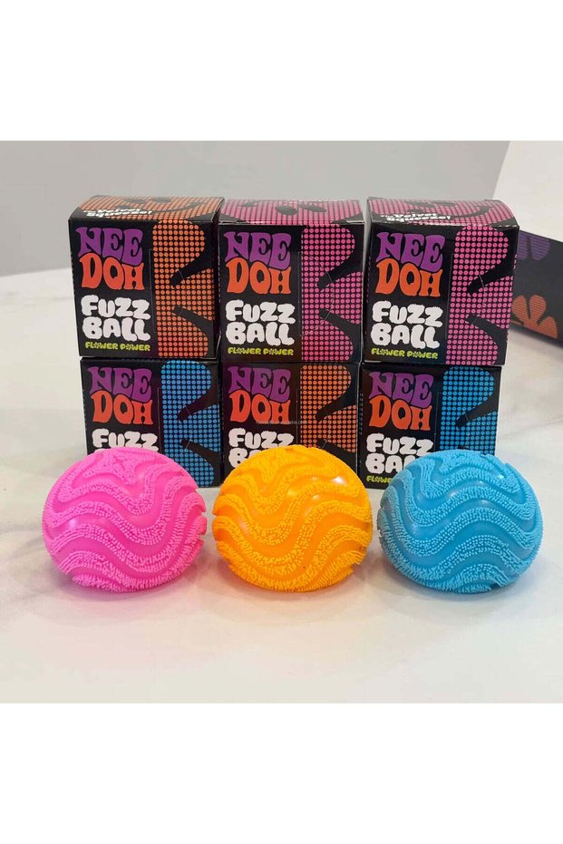 Schylling Original Fuzz Ball Squishy Stress Relief Ball for Kids & Adults - Ultra Soft Velvet Smiley Squeeze Toy, Sensory Fidget Toy for Anxiety, Calm & Focus, Ages 3+, Pack of 1 (Random Colour