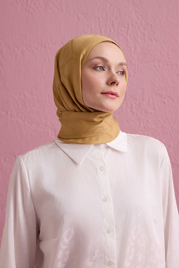 İman I Baklava Camel Ramy Jacquard Shawl 70X190