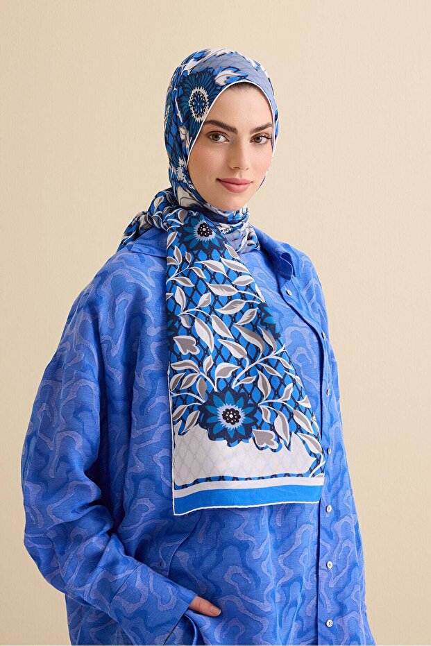 Çit İndigo Floss Viscose Shawl 70X210