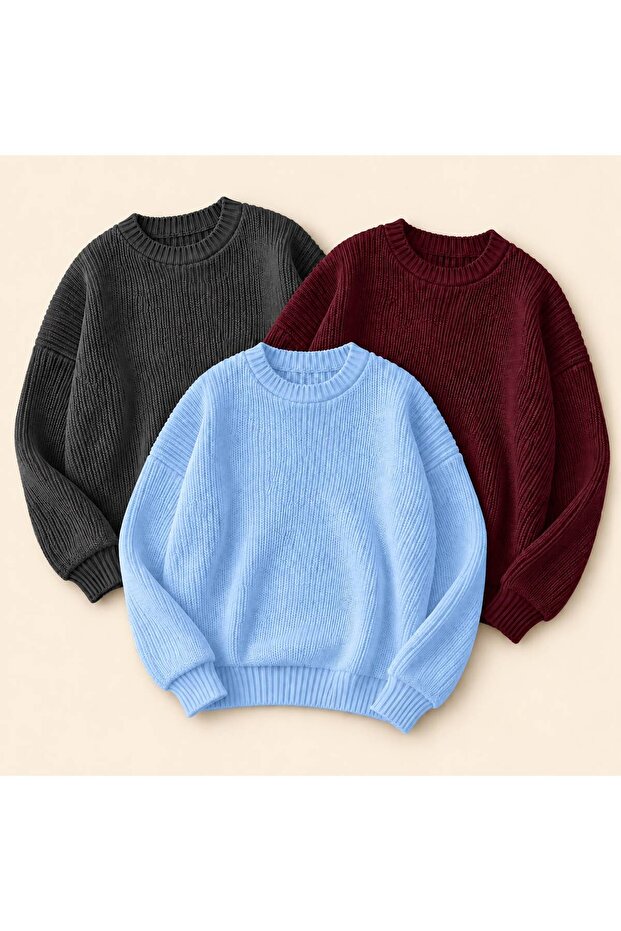 Men's Crew Neck Knitwear Sweater High Neck Long Sleeve Casual Basic Knitted Sweater