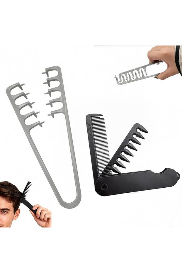ماي كرييت ® مجموعة أمشاط تصفيف الشعر للرجال لزيادة الحجم، مشط لرفع جذور الشعر ومشط قابل للطي لتصفيف الشعر الناعم/الكثيف
