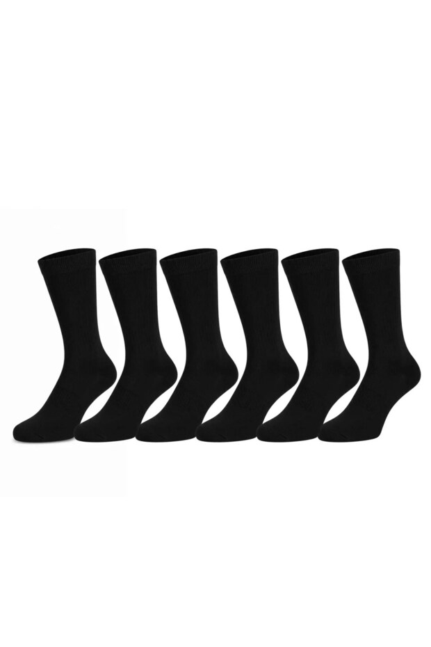 Men's Black Winter Thermal Towel Socks, Pack of 6 | Seamless, Flexible, Warm, Strong Heel Support