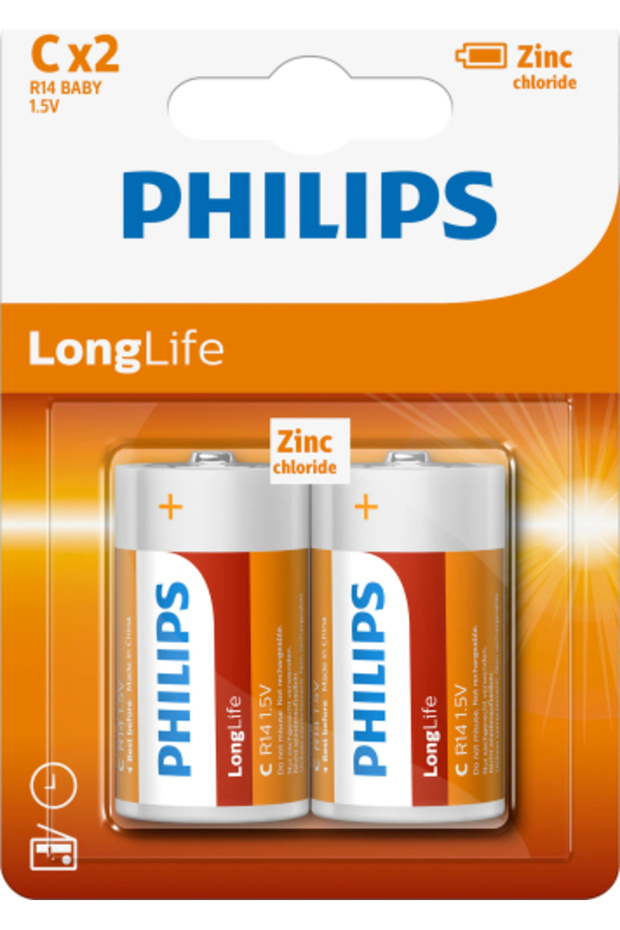Baterii LongLife Zink C, 2 buc