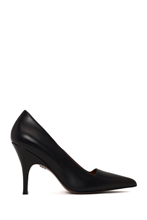 Women's Black Thin Heeled Leather Stiletto Af100006Dv