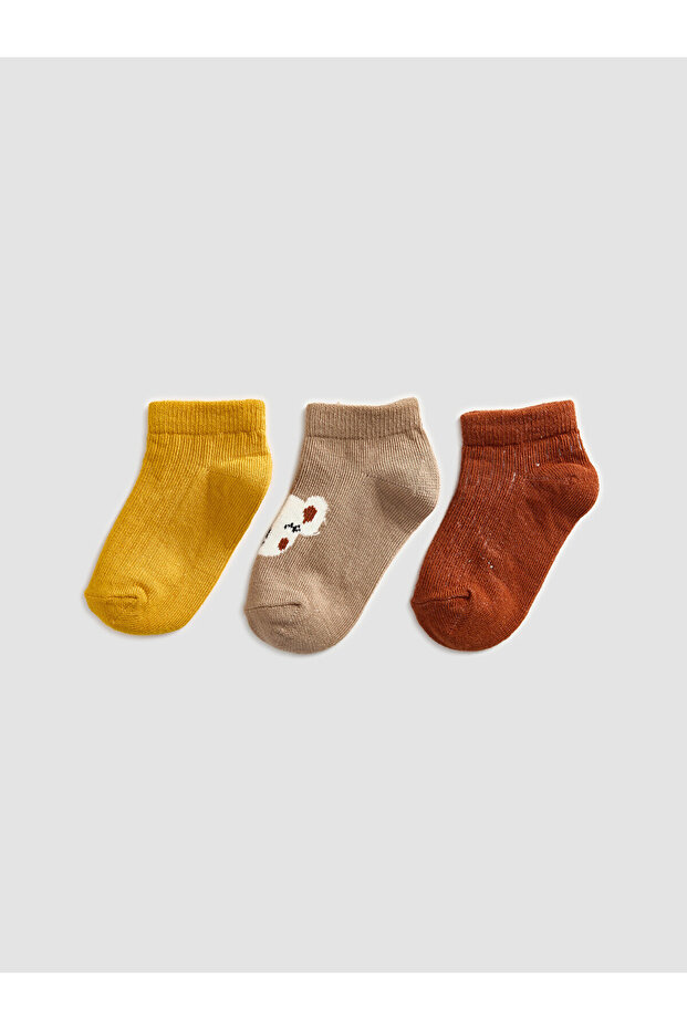 Two Mt Shop Quality Yellow Patterned 3-Pack Boys' Bootie Socks