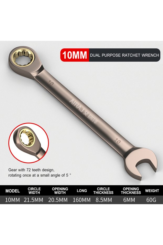 10mm 4110 AIRAJ 6/8/10mm Strengthen Ratchet Wrench Car Repair Hardware Tools High Quality Universal