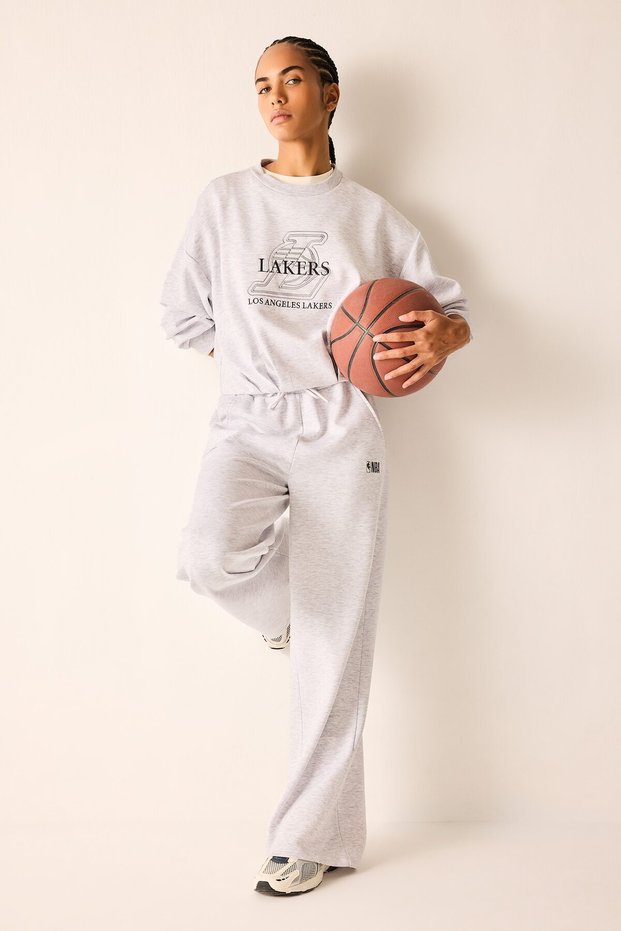 Nba Los Angeles Lakers Wide Leg Pocketed Wide Leg Elastic Waist Scuba Diving Fabric Athlete Sweatpants