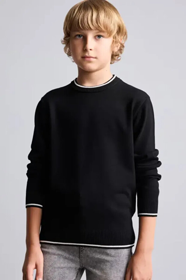 Regular Fit Stripe Detailed Crew Neck Knitwear Sweater for Boys I3186A826Wn