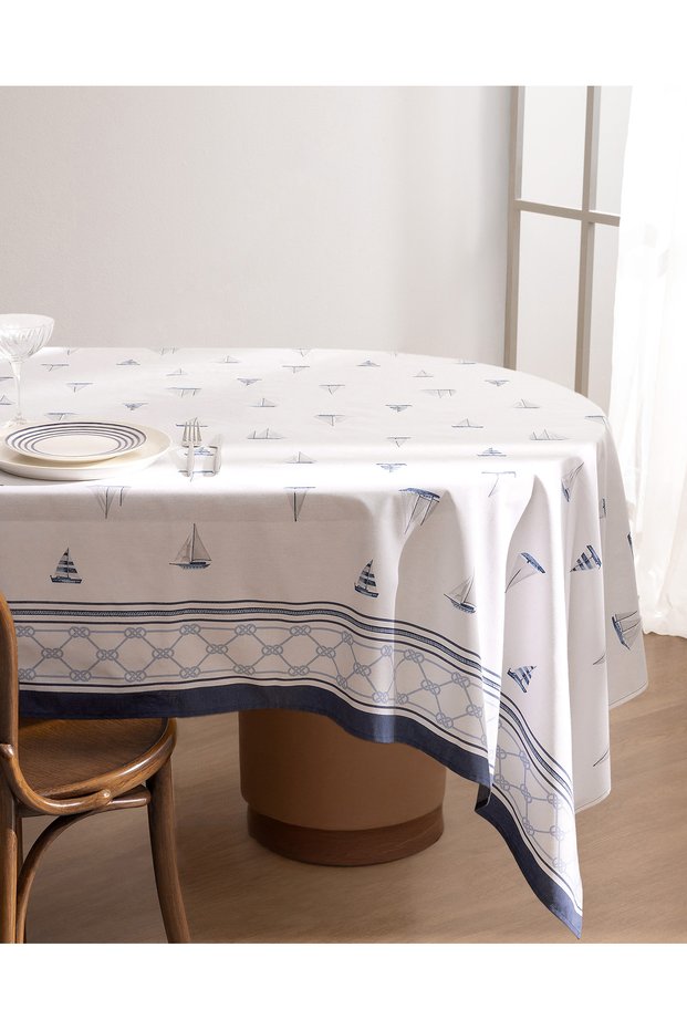 Avelor Cotton Tablecloth - Blue - 160X250 cm