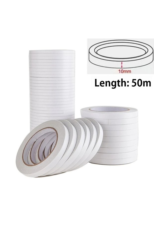 10mmx50m 50M Strong Tape Sticker Double Sided Adhesive Tape Ultra-thin White for Home Office Craft D