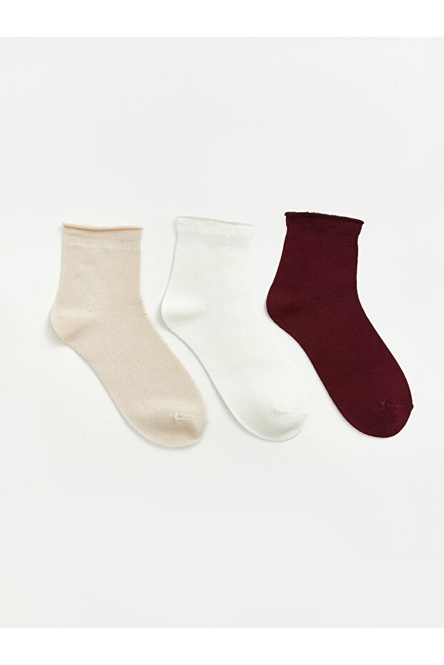 Two Mt Shop Quality Lcw Dream Gray Plain 3-Pack Women's Socks