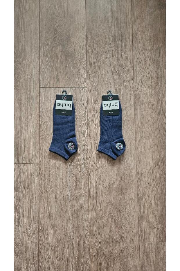 2 Pairs Summer Season Men's Business Group Blue Combed Cotton Booties Socks - 11202
