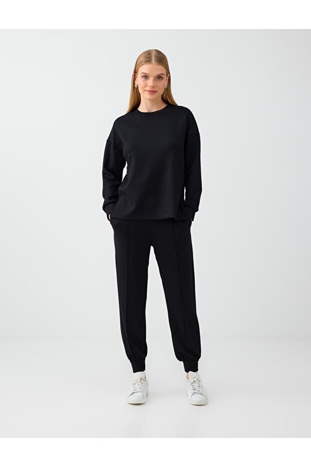 Black High Waist Skinny Leg Jogger Pants with Pockets