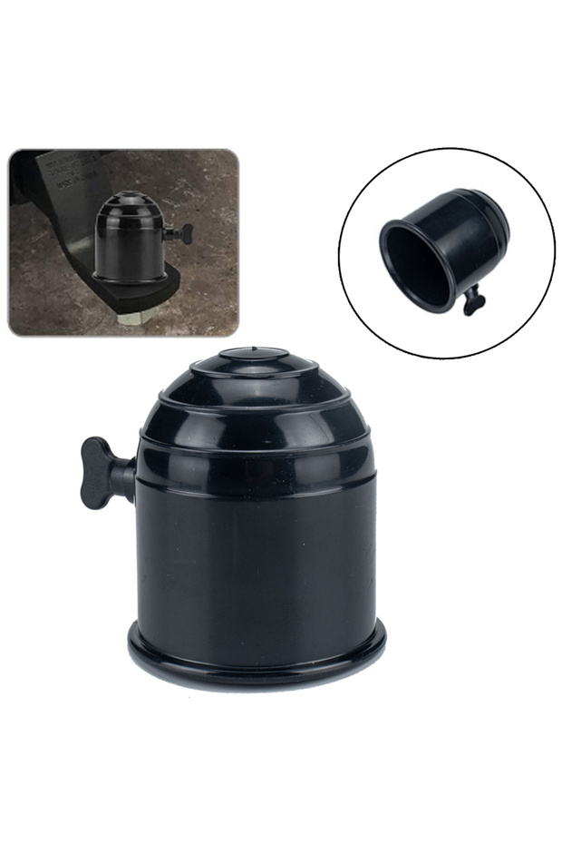 black 50mm Car Tow Bar Ball Cover Lockable Key Towing Hitch Trailer Protector Cap Black Silver Plast