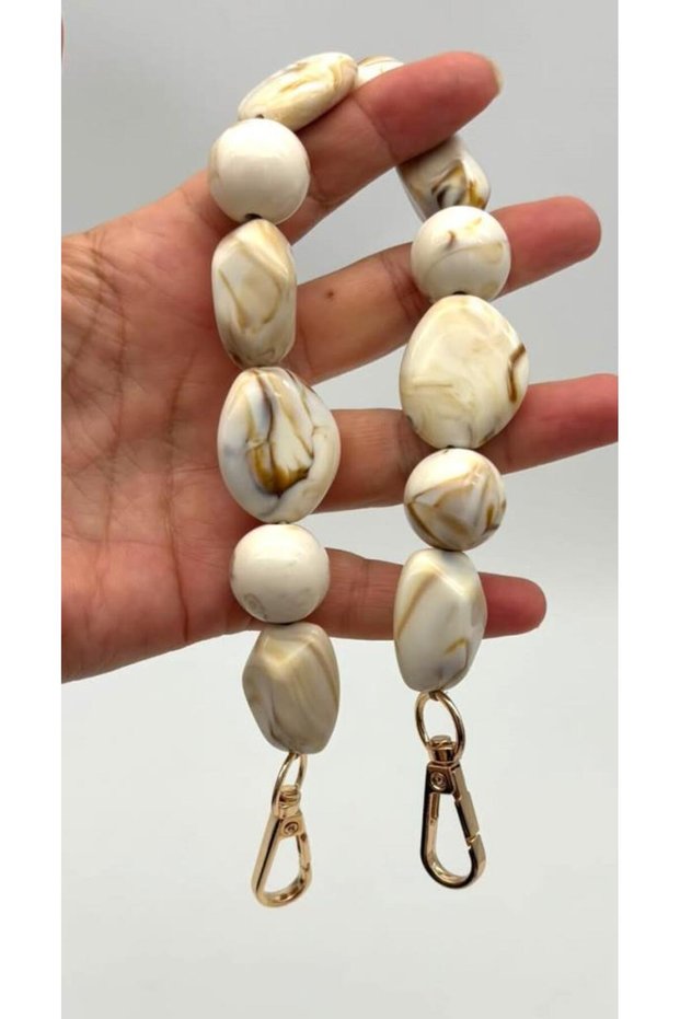 38 cm Cream Marble Patterned Bag Handle with Hook