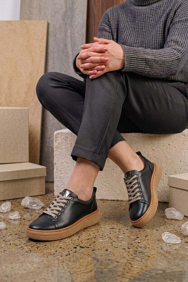 Dori̇n Genuine Leather Women's Daily Shoes Black