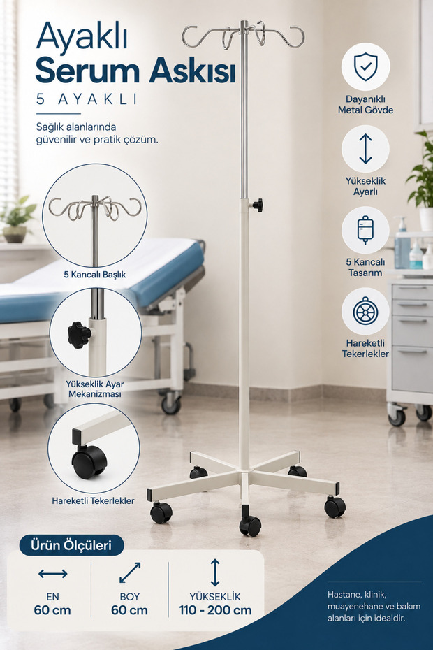 5 Ayaklı Serum Askısı