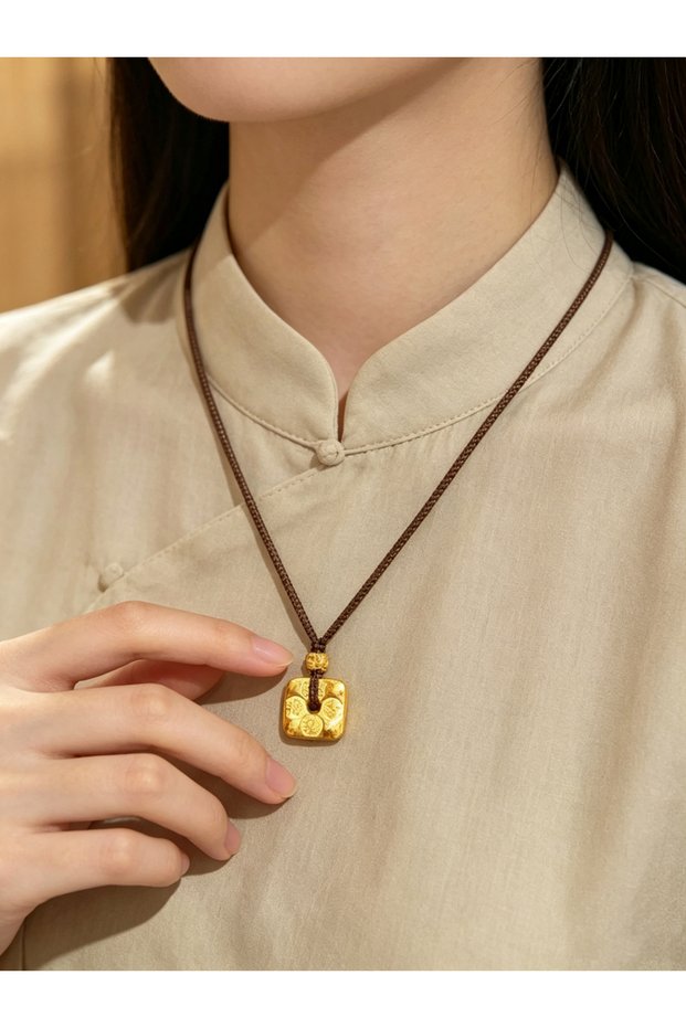 قلادة ذهبية على شكل رمز الحظ