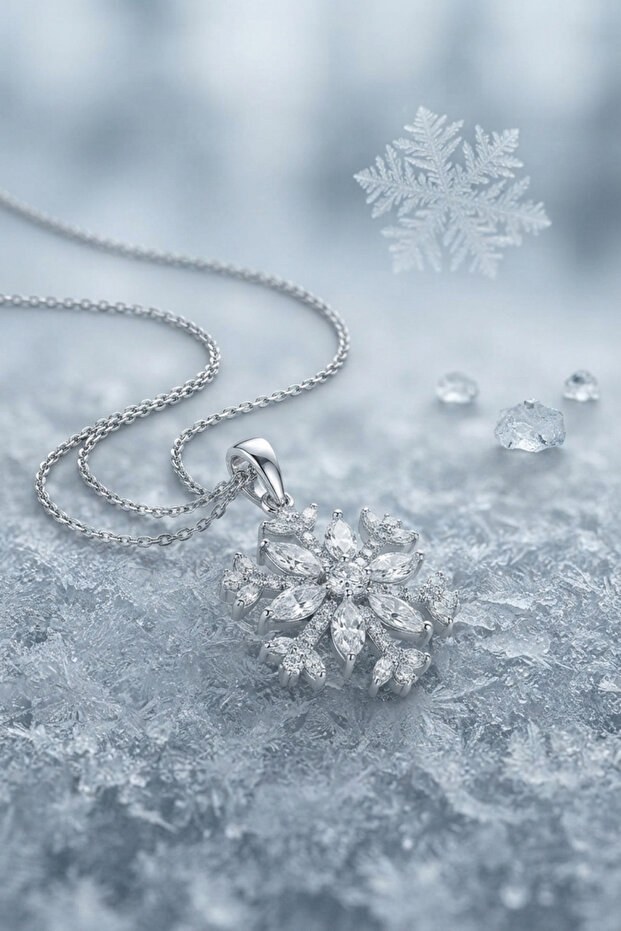 316L Steel Chain Silver Color Snowflake Model Women's Necklace -
