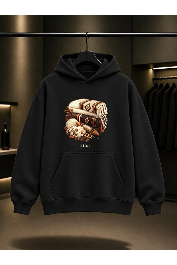 Siirt Blanket Printed Unisex 100% Cotton Hooded Sweatshirt