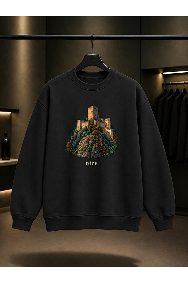 Rize Zil Kale Printed Unisex 100% Cotton Sweatshirt