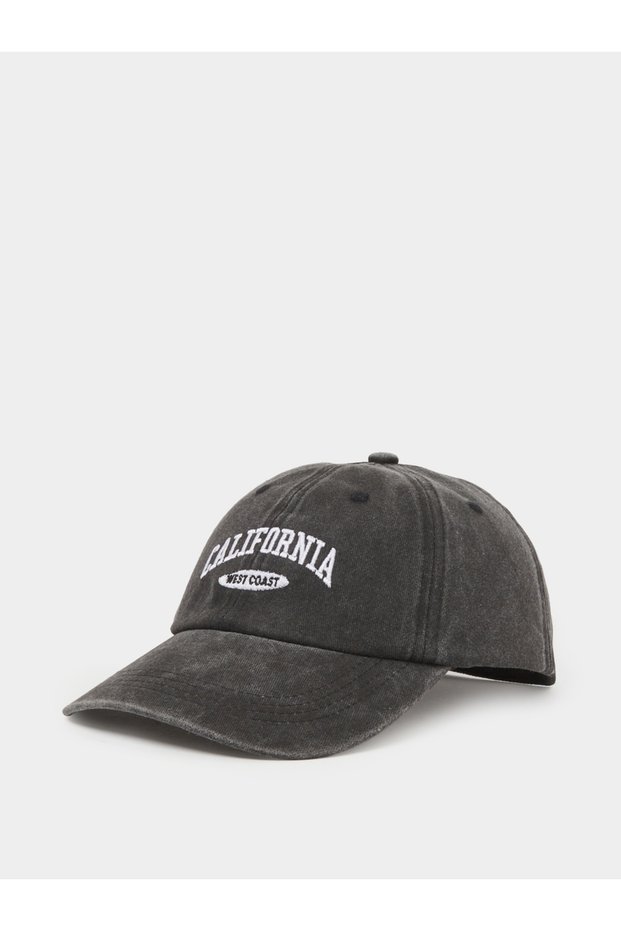 Charcoal Slogan Embroidered Baseball Cap