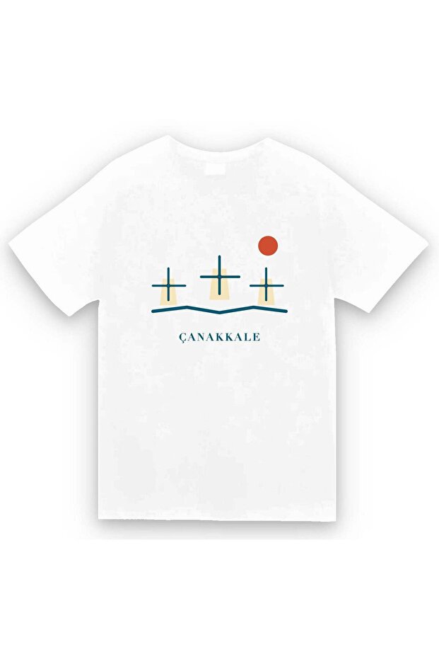 Çanakkale Bozcaada Windmills Printed Unisex 100% Cotton T-Shirt