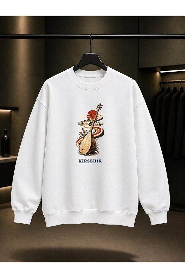 Kırşehir Bağlama Bozlak Printed Unisex 100% Cotton Sweatshirt